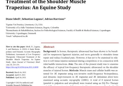 A Static Bioimpedance and Dynamic Acoustic Myography Preliminary Assessment of Low Frequency Therapeutic Ultrasound Treatment of the Shoulder Muscle Trapezius: An Equine Study.